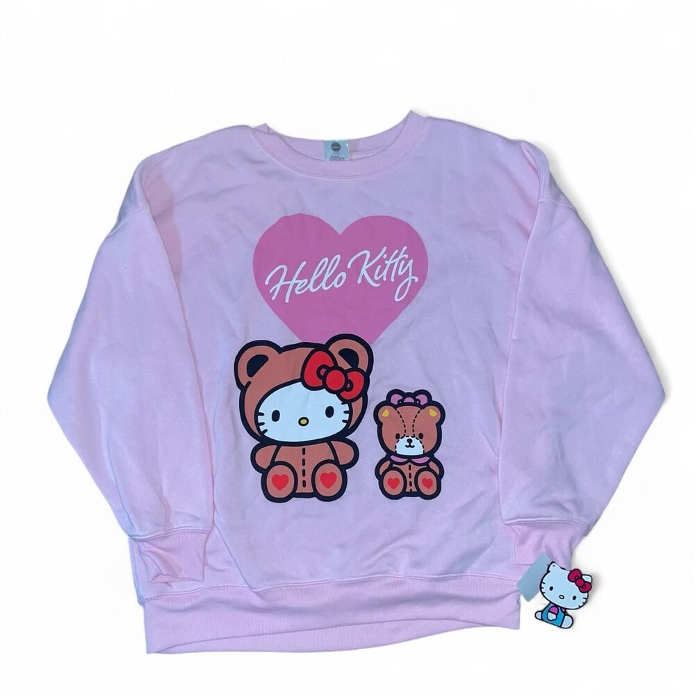 Sanrio Women's Hello Kitty Pink Teddy Bear Sweatshirt SZ S NWT
